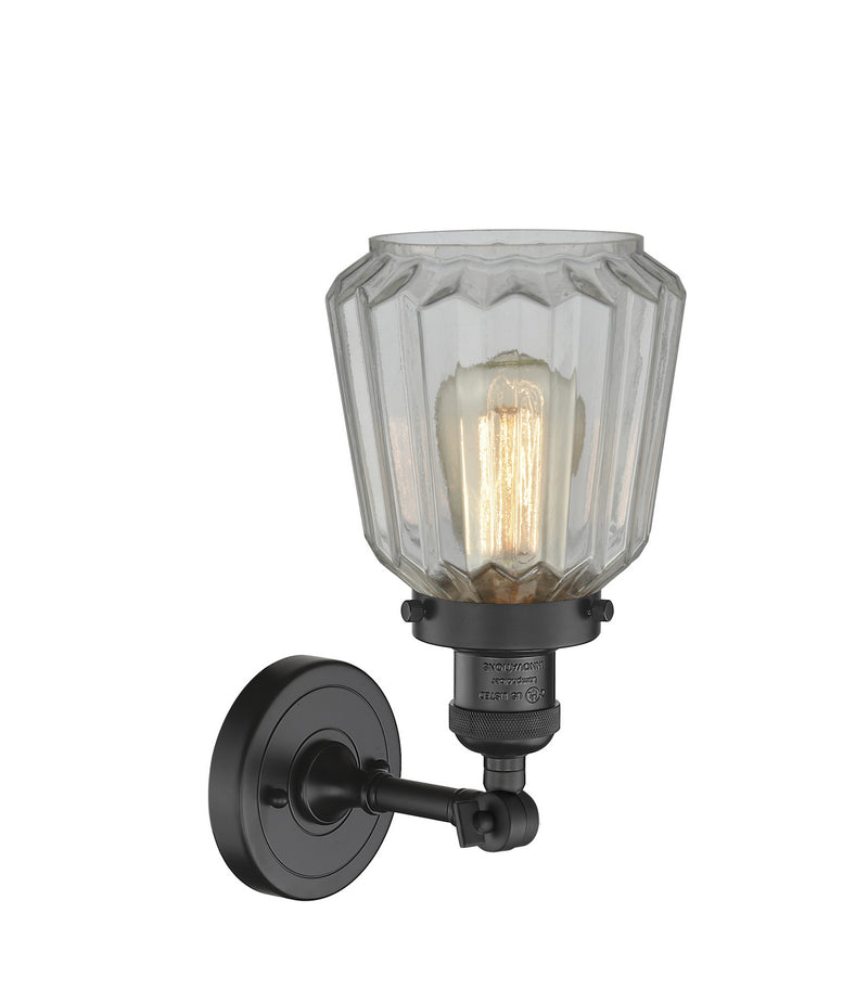 Innovations 203-BK-G142 One Light Wall Sconce, Matte Black