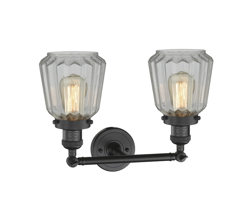 Innovations 208-BK-G142 Two Light Bath Vanity, Matte Black