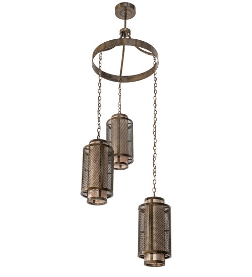 Meyda Tiffany 196544 Three Light Chandelier, Antique Hammered Gold