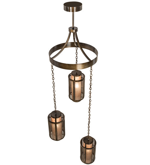 Meyda Tiffany 196544 Three Light Chandelier, Antique Hammered Gold