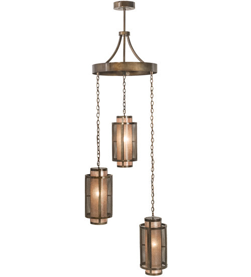 Meyda Tiffany 196544 Three Light Chandelier, Antique Hammered Gold