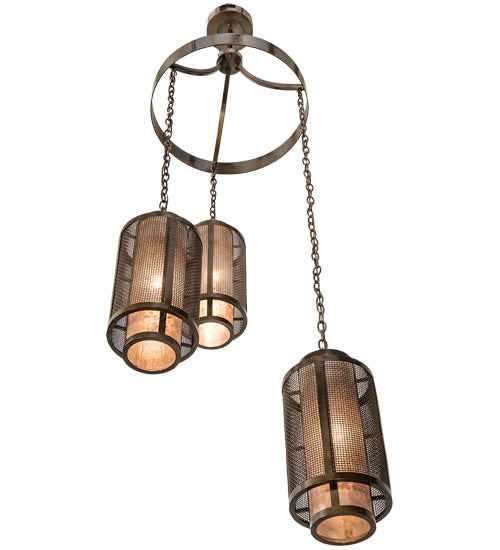 Meyda Tiffany 196544 Three Light Chandelier, Antique Hammered Gold
