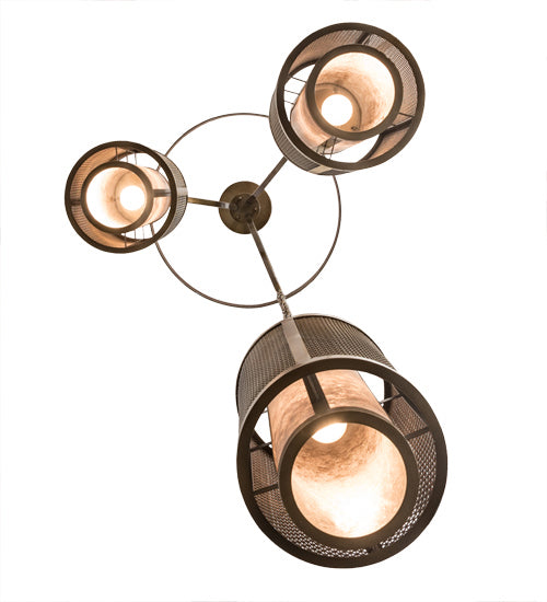 Meyda Tiffany 196544 Three Light Chandelier, Antique Hammered Gold