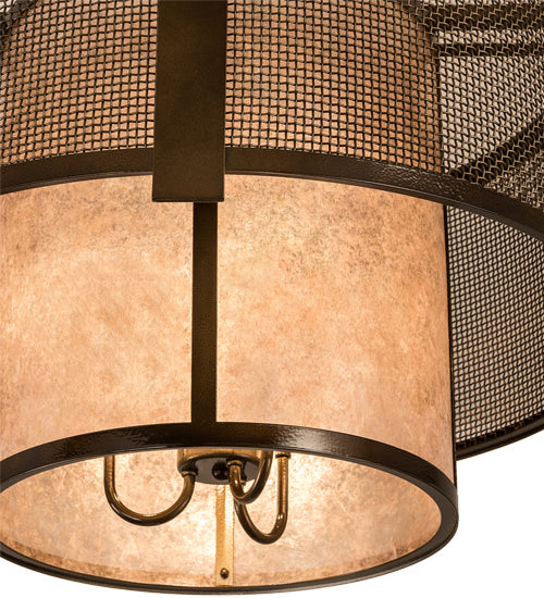 Meyda Tiffany 196559 Three Light Semi-Flushmount, Antique Hammered Gold