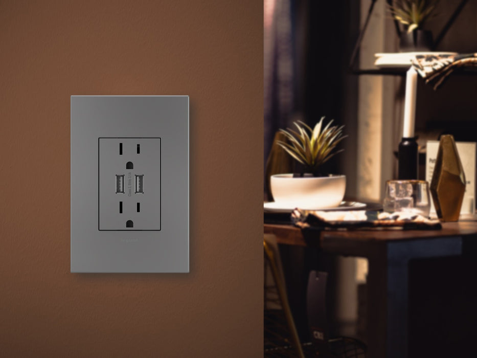 Legrand ARTRUSB153M4WP Dual-USB Outlet, Magnesium