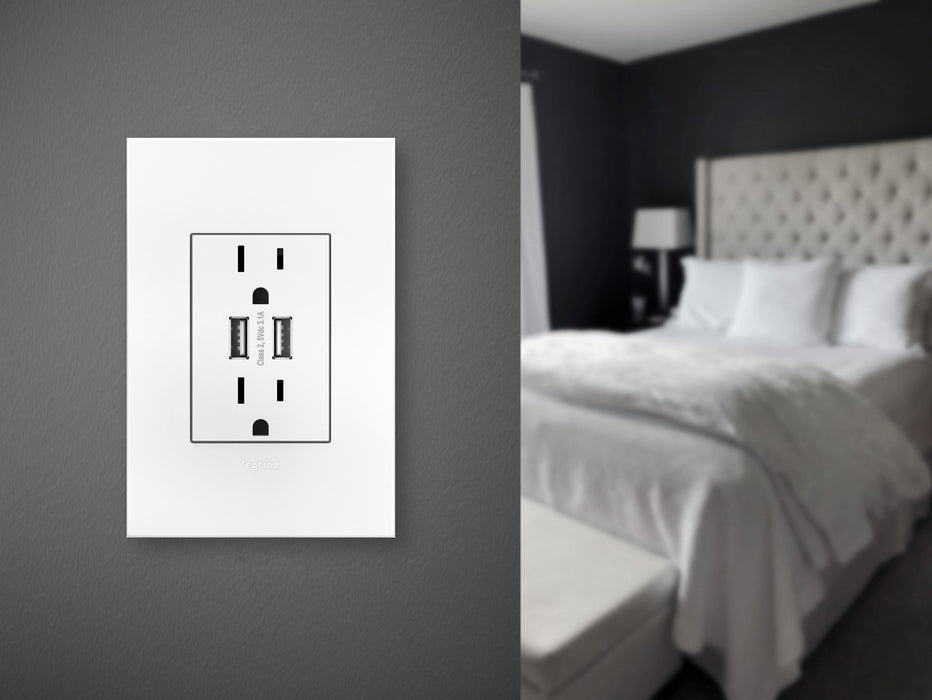 Legrand ARTRUSB153W4WP Dual-USB Outlet, White
