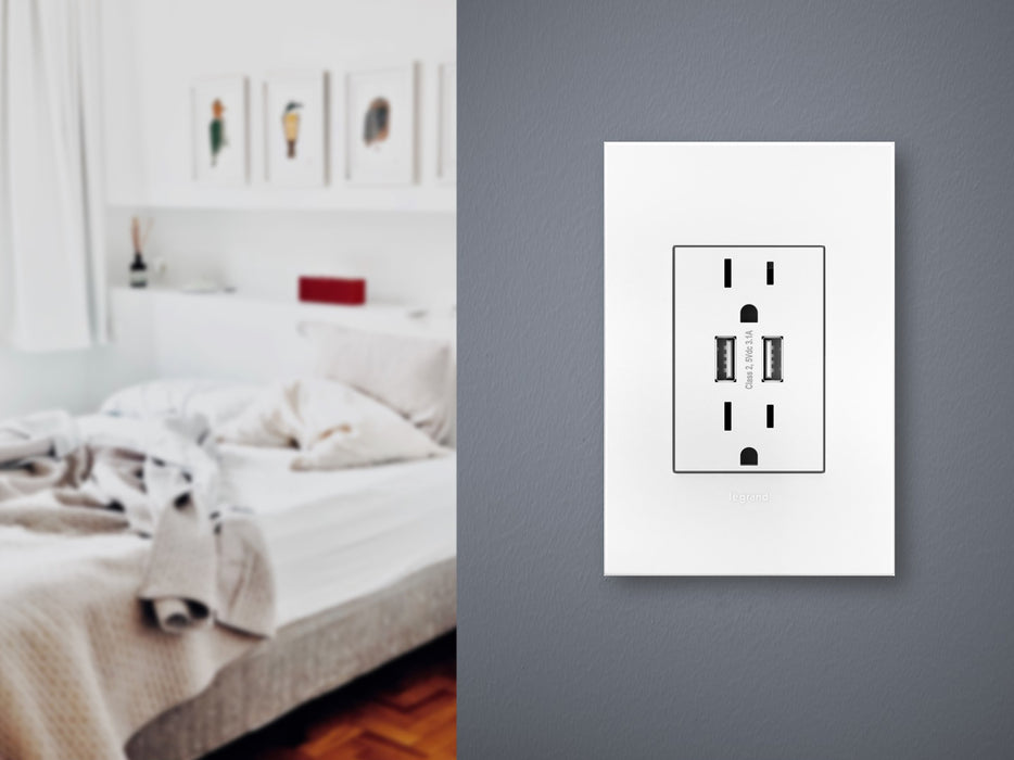 Legrand ARTRUSB153W4WP Dual-USB Outlet, White