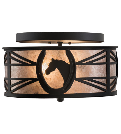 Meyda Tiffany 201723 Two Light Flushmount, Textured Black