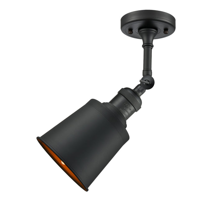 Innovations 201F-BK-M9-BK One Light Semi-Flush Mount, Matte Black