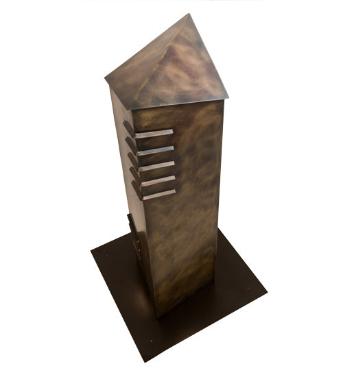 Meyda Tiffany 213135 Four Light Bollard, Chemical Burnished Brass