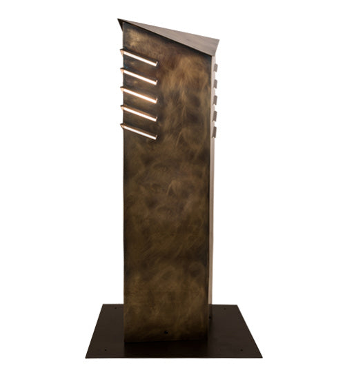 Meyda Tiffany 213135 Four Light Bollard, Chemical Burnished Brass