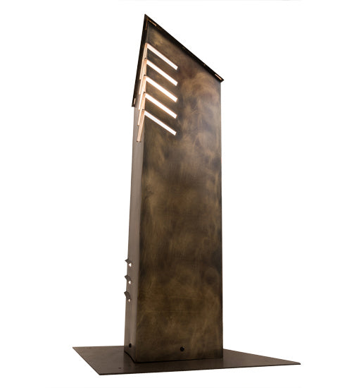 Meyda Tiffany 213135 Four Light Bollard, Chemical Burnished Brass