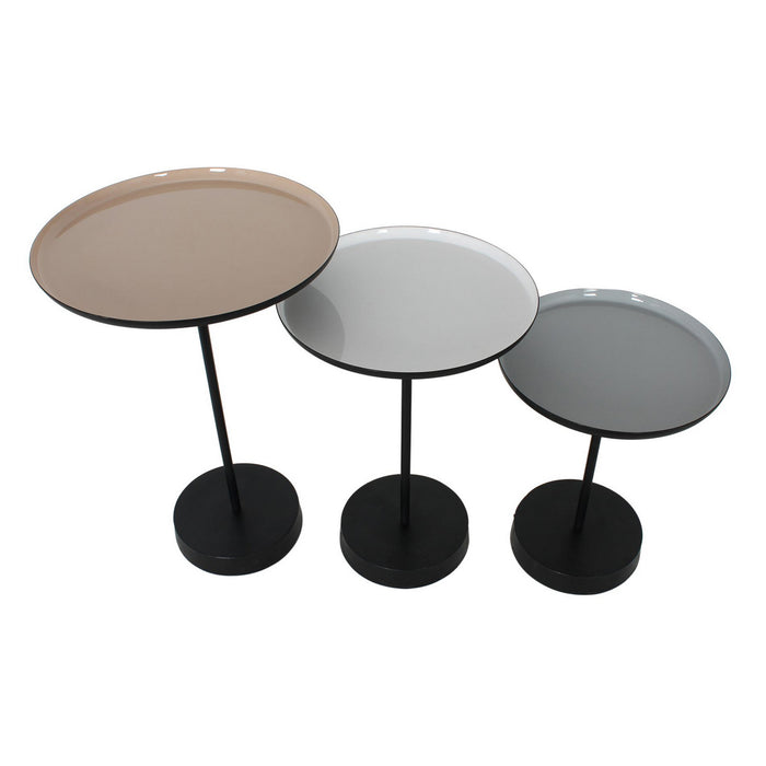 Renwil TA111 Accent Table, White/Beige/Grey Powder Coated/ Enamel