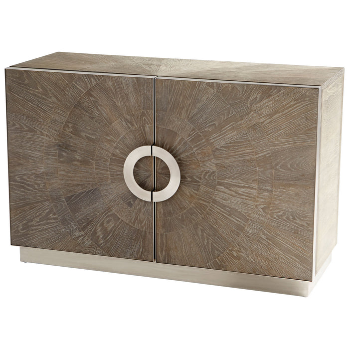 Cyan 10227 Cabinet, Weathered Oak And Stainless Steel