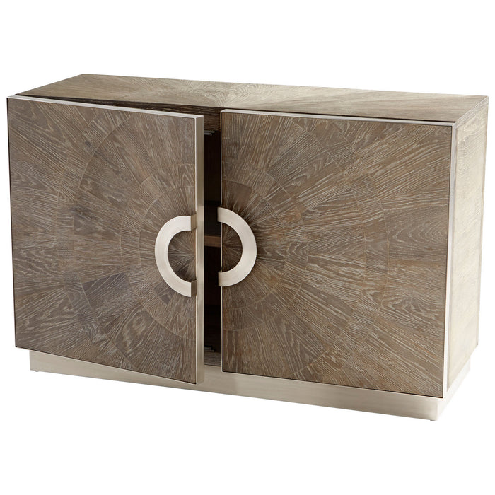 Cyan 10227 Cabinet, Weathered Oak And Stainless Steel