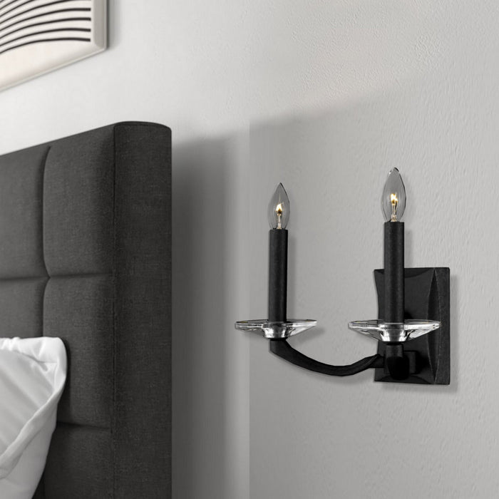 American Brass & Crystal WS5382-35S-ST Two Light Wall Sconce, Old Bronze (Black)