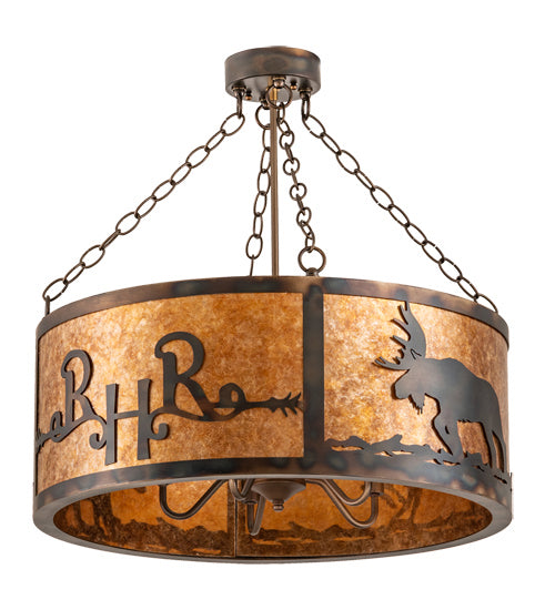 Meyda Tiffany 213958 Five Light Semi-Flushmount, Dark Burnished Antique Copper