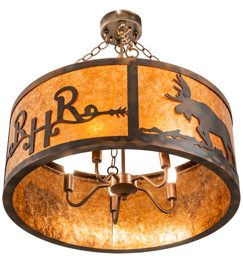 Meyda Tiffany 213958 Five Light Semi-Flushmount, Dark Burnished Antique Copper