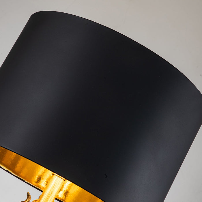 Lucas + McKearn TA1261 Two Light Buffet Lamp, Black Cone W/Gold Leafed Anemone