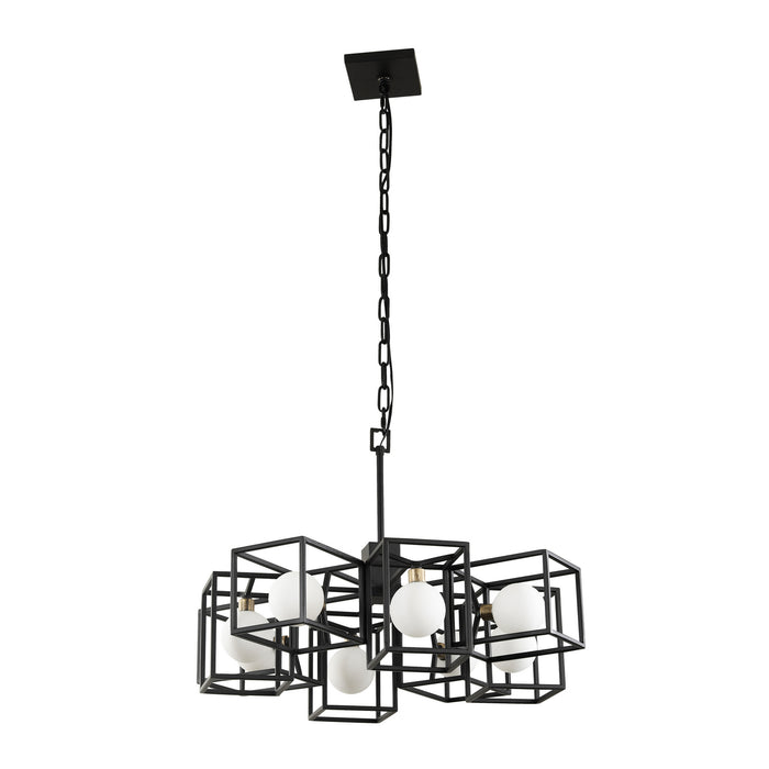 Varaluz 325C08CBHG Eight Light Pendant, Carbon/Havana Gold