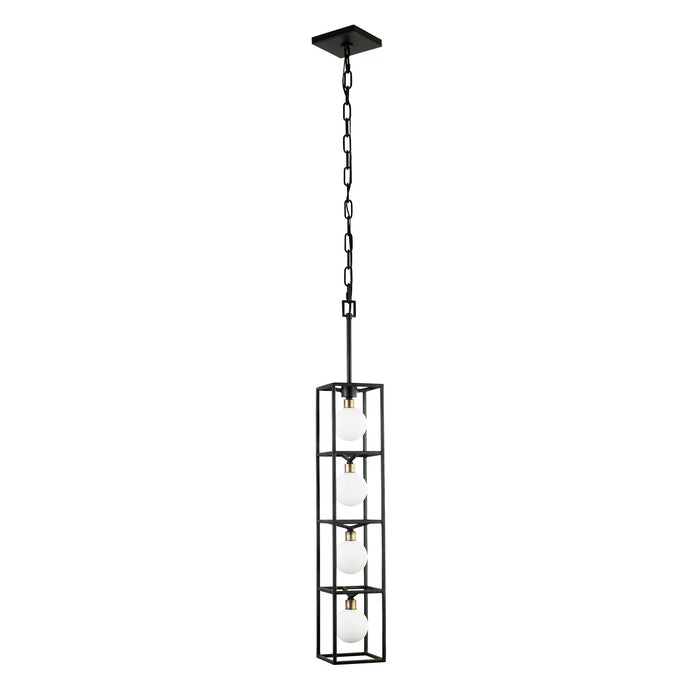 Varaluz 325F04CBHG Four Light Foyer Pendant, Carbon/Havana Gold
