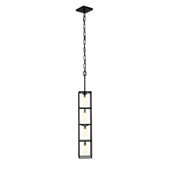 Varaluz 325F04CBHG Four Light Foyer Pendant, Carbon/Havana Gold