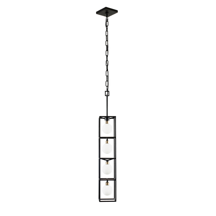 Varaluz 325F04CBHG Four Light Foyer Pendant, Carbon/Havana Gold