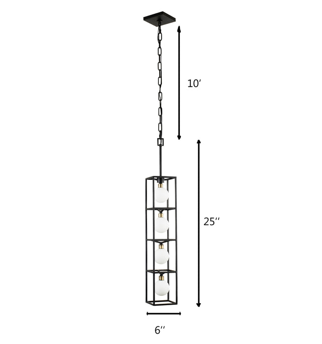 Varaluz 325F04CBHG Four Light Foyer Pendant, Carbon/Havana Gold