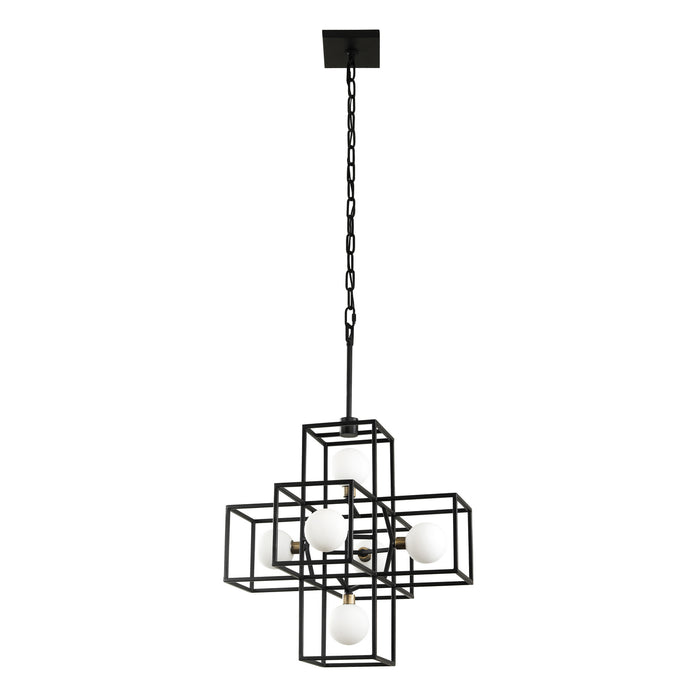 Varaluz 325P06CBHG Six Light Pendant, Carbon/Havana Gold