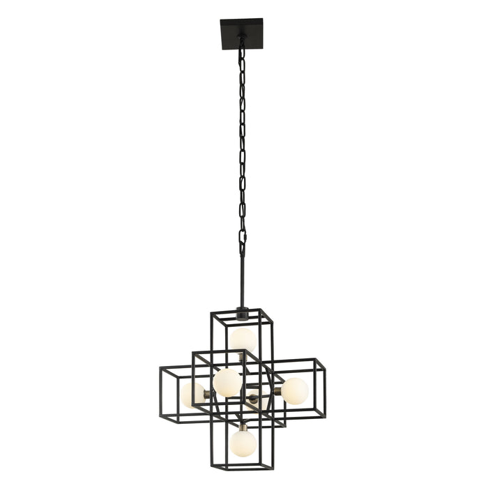 Varaluz 325P06CBHG Six Light Pendant, Carbon/Havana Gold