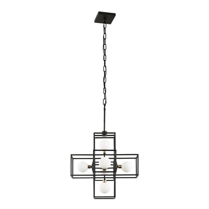 Varaluz 325P06CBHG Six Light Pendant, Carbon/Havana Gold