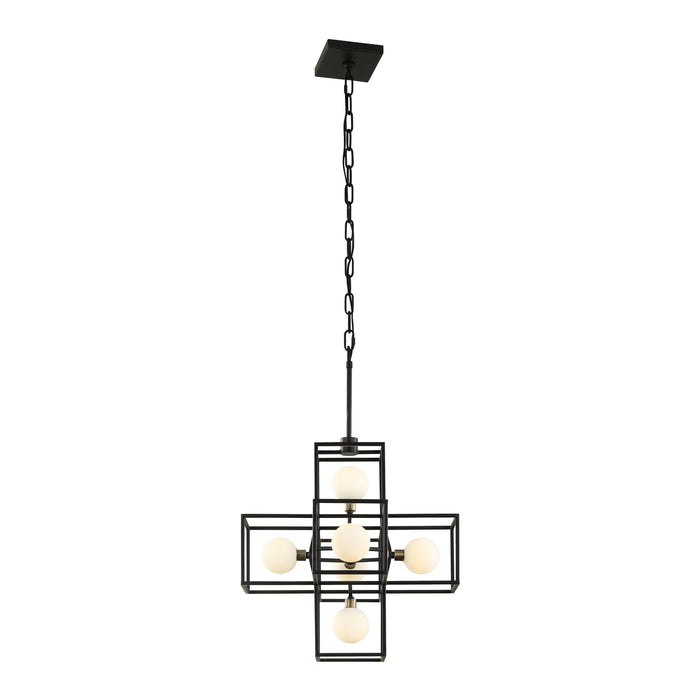 Varaluz 325P06CBHG Six Light Pendant, Carbon/Havana Gold