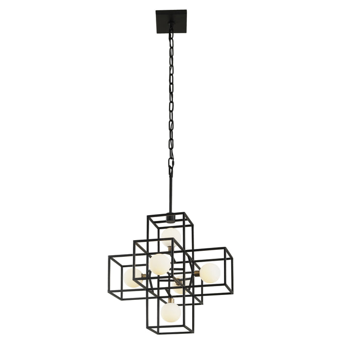 Varaluz 325P06CBHG Six Light Pendant, Carbon/Havana Gold