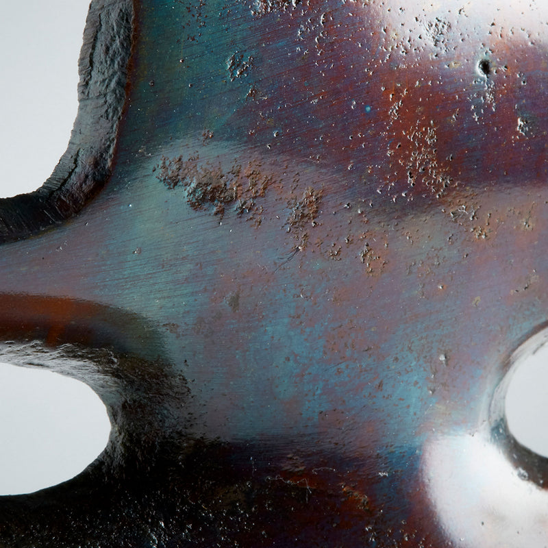 Cyan 10087 Sculpture, Cobalt Blue And Antique Brass