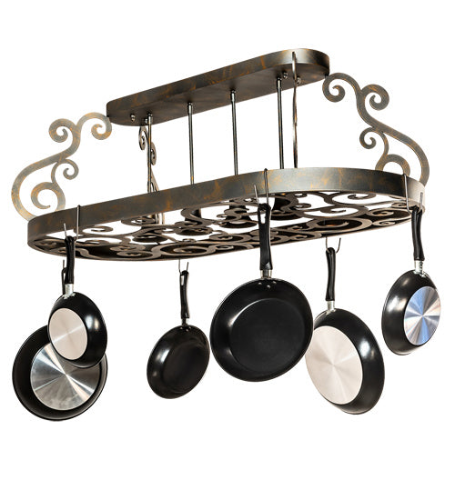 Meyda Tiffany 202031 Four Light Pot Rack, French Bronze