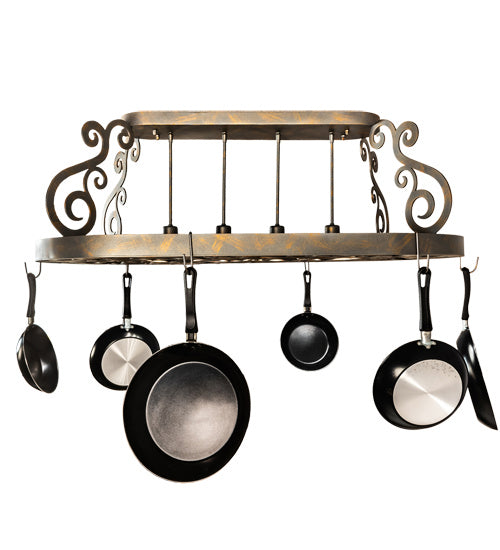 Meyda Tiffany 202031 Four Light Pot Rack, French Bronze