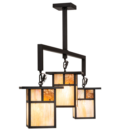 Meyda Tiffany 215712 Three Light Pendant, Craftsman Brown