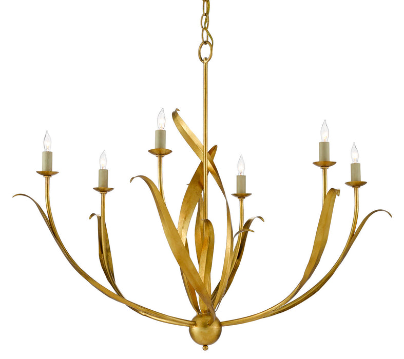 Currey and Company 9000-0444 Six Light Chandelier, Antique Gold Leaf