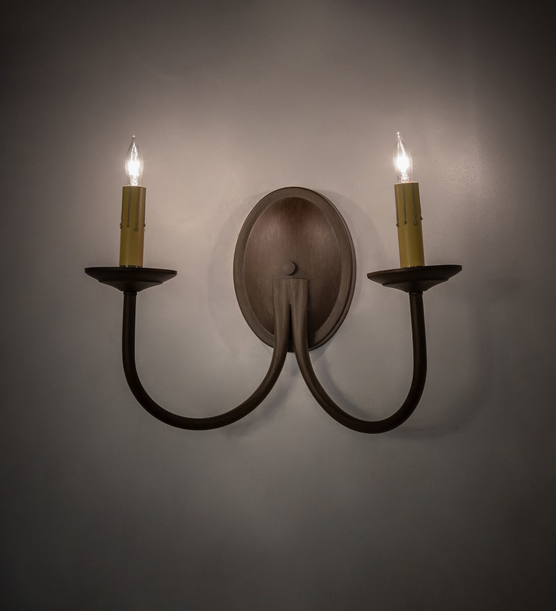 Meyda Tiffany 118552 Two Light Wall Sconce, Rustic Iron