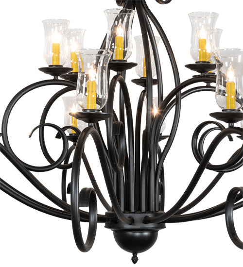 Meyda Tiffany 217145 18 Light Chandelier, Satin Black Wrought Iron