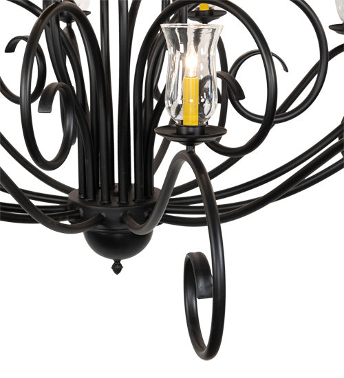 Meyda Tiffany 217145 18 Light Chandelier, Satin Black Wrought Iron