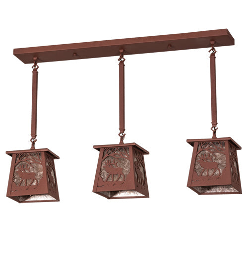 Meyda Tiffany 217251 Three Light Island Pendant, Rust