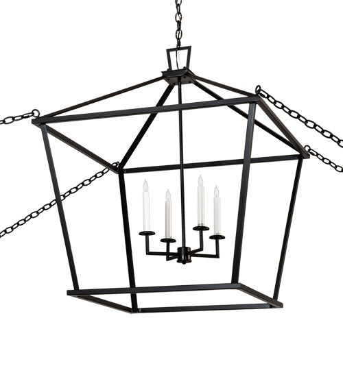 Meyda Tiffany 217569 Four Light Pendant, Flat Black And White