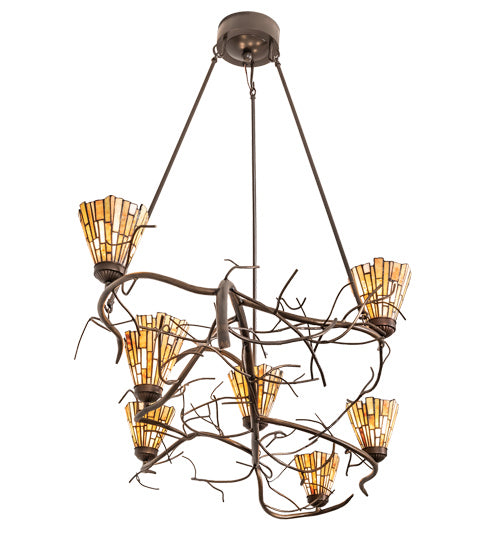 Meyda Tiffany 218102 Eight Light Chandelier, Timeless Bronze And Dark Burnished Antique Copper