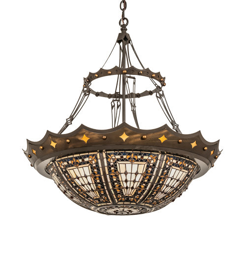 Meyda Tiffany 218573 Four Light Pendant, Timeless Bronze And Antique Copper