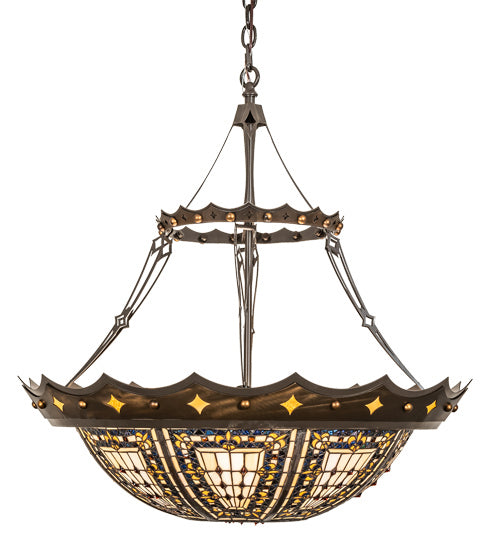 Meyda Tiffany 218573 Four Light Pendant, Timeless Bronze And Antique Copper
