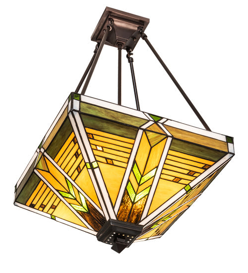 Meyda Tiffany 220187 Four Light Semi-Flushmount, Mahogany Bronze
