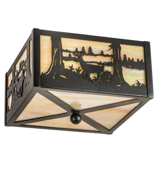 Meyda Tiffany 23978 Two Light Flushmount, Textured Black
