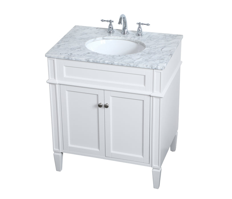 Elegant Lighting VF12530WH Single Bathroom Vanity, White