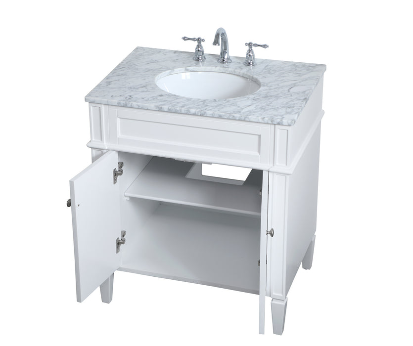 Elegant Lighting VF12530WH Single Bathroom Vanity, White